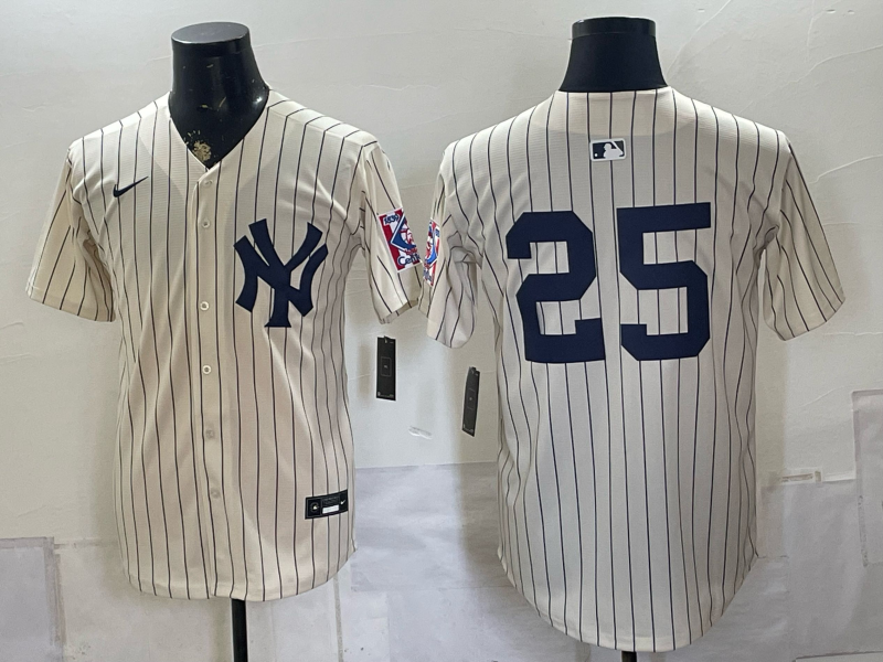 Men 2026 New York Yankees #25 white Nike MLB Jersey 08052->new york yankees->MLB Jersey